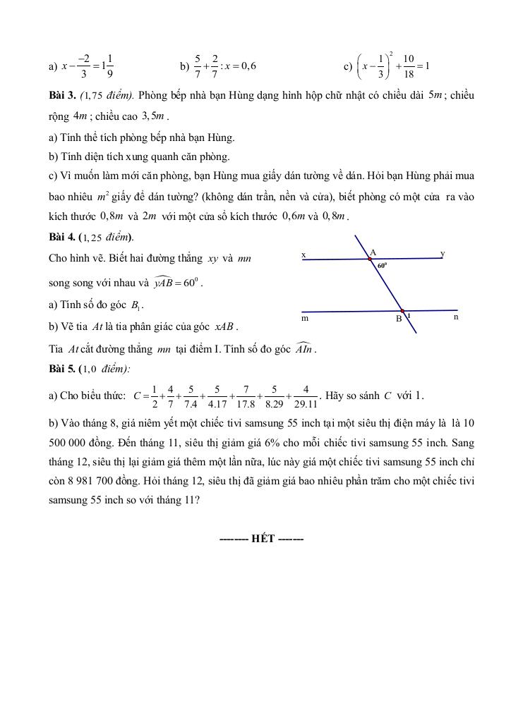 đề giữa học kỳ 1 toán 7 năm 2025 – 2026 trường thcs tống văn trân – ninh bình 1