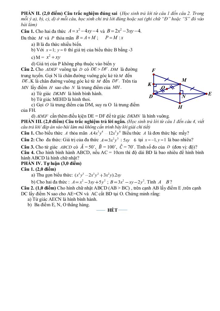 đề giữa học kỳ 1 toán 8 năm 2025 – 2026 trường th&thcs suối tiên – khánh hòa 3