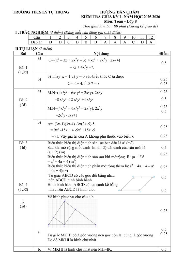 đề giữa học kỳ 1 toán 8 năm 2025 – 2026 trường thcs lý tự trọng – đà nẵng 7