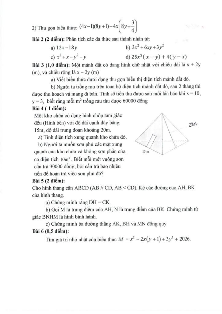 đề giữa học kỳ 1 toán 8 năm 2025 – 2026 trường thcs nguyễn bỉnh khiêm – hà nội 3
