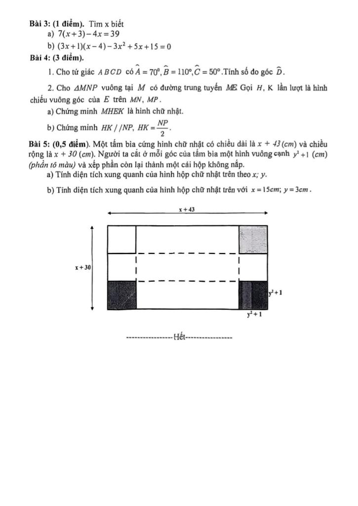 đề giữa học kỳ 1 toán 8 năm 2025 – 2026 trường thcs nguyên khê – hà nội 1