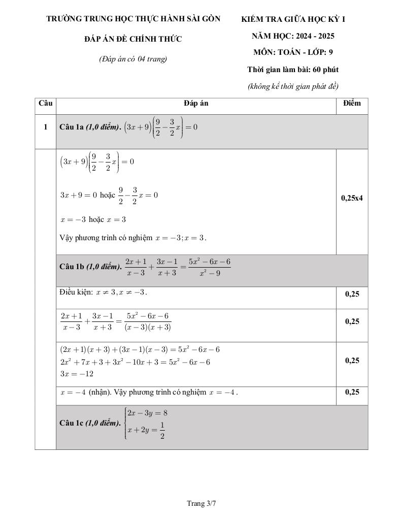 đề giữa học kỳ 1 toán 9 năm 2024 – 2025 trường thực hành sài gòn – tp hcm 2