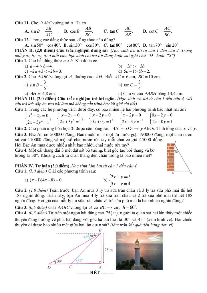 đề giữa học kỳ 1 toán 9 năm 2025 – 2026 trường th&thcs suối tiên – khánh hòa 1
