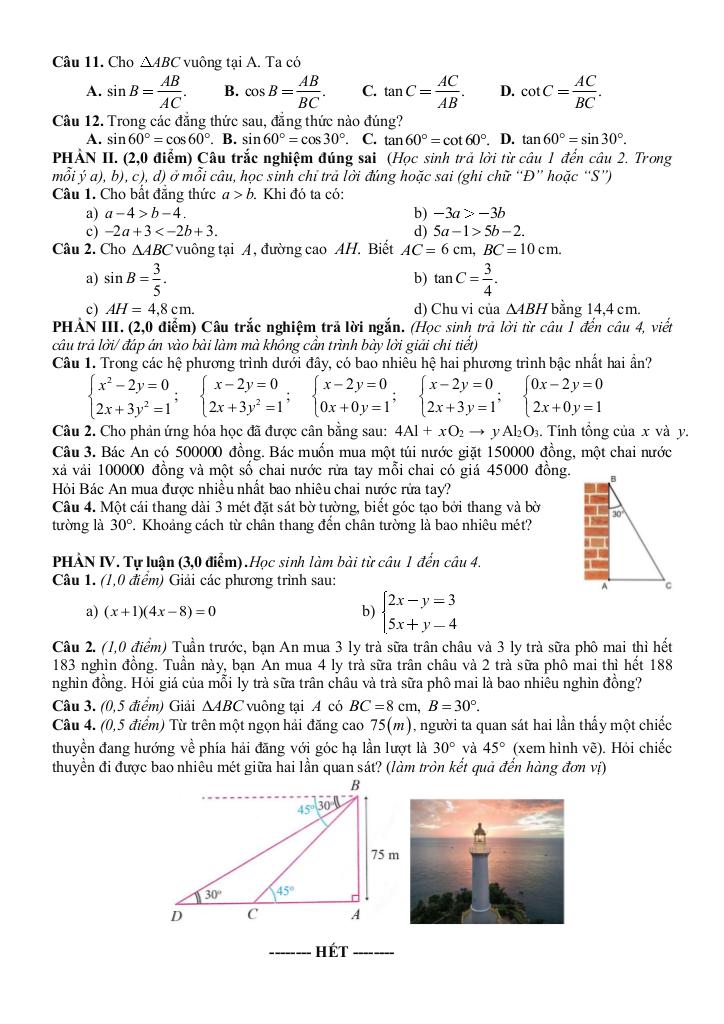 đề giữa học kỳ 1 toán 9 năm 2025 – 2026 trường th&thcs suối tiên – khánh hòa 3