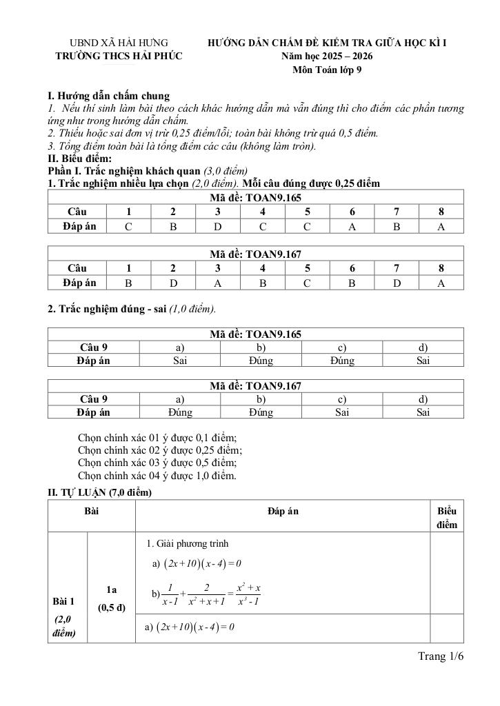đề giữa học kỳ 1 toán 9 năm 2025 – 2026 trường thcs hải phúc – ninh bình 2