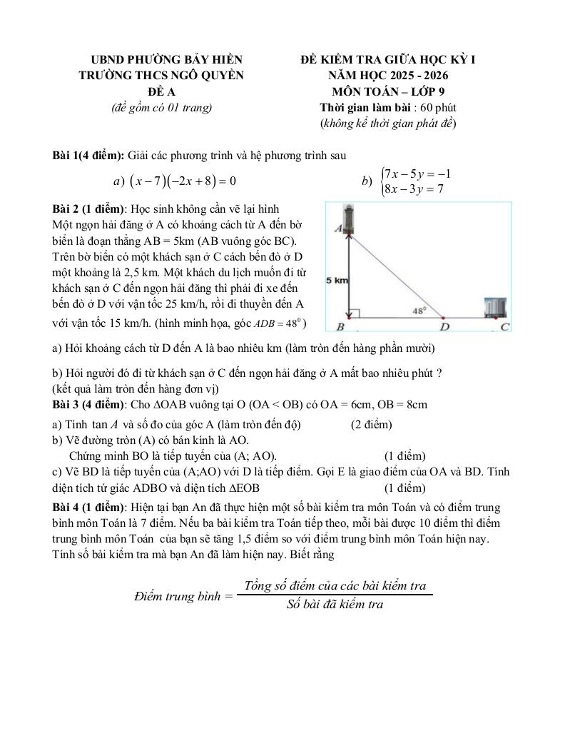 đề giữa học kỳ 1 toán 9 năm 2025 – 2026 trường thcs ngô quyền – tp hcm 0