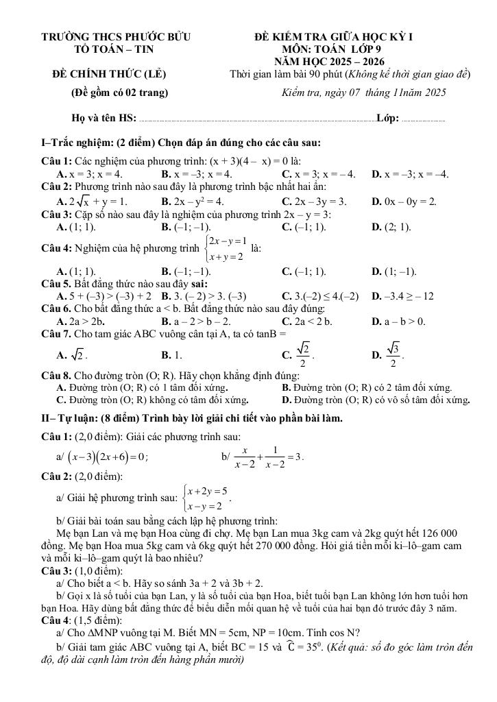 đề giữa học kỳ 1 toán 9 năm 2025 – 2026 trường thcs phước bửu – tp hcm 7