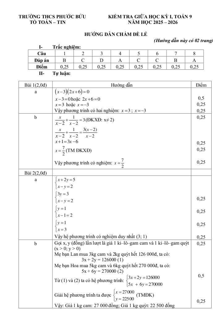 đề giữa học kỳ 1 toán 9 năm 2025 – 2026 trường thcs phước bửu – tp hcm 9