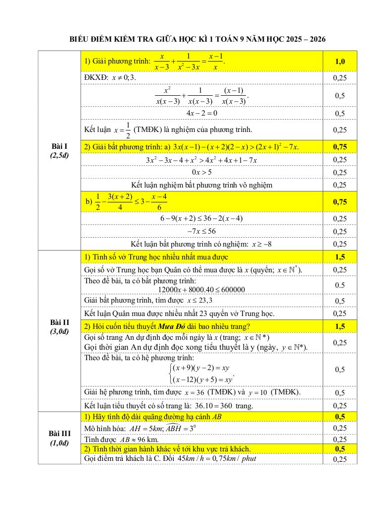 đề giữa học kỳ 1 toán 9 năm 2025 – 2026 trường thcs trưng vương – hà nội 1