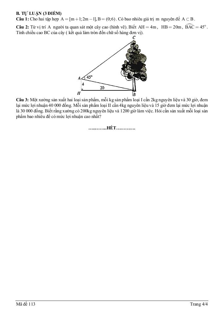 đề giữa kì 1 toán 10 năm 2025 – 2026 trường thpt chu văn an – thái nguyên 3