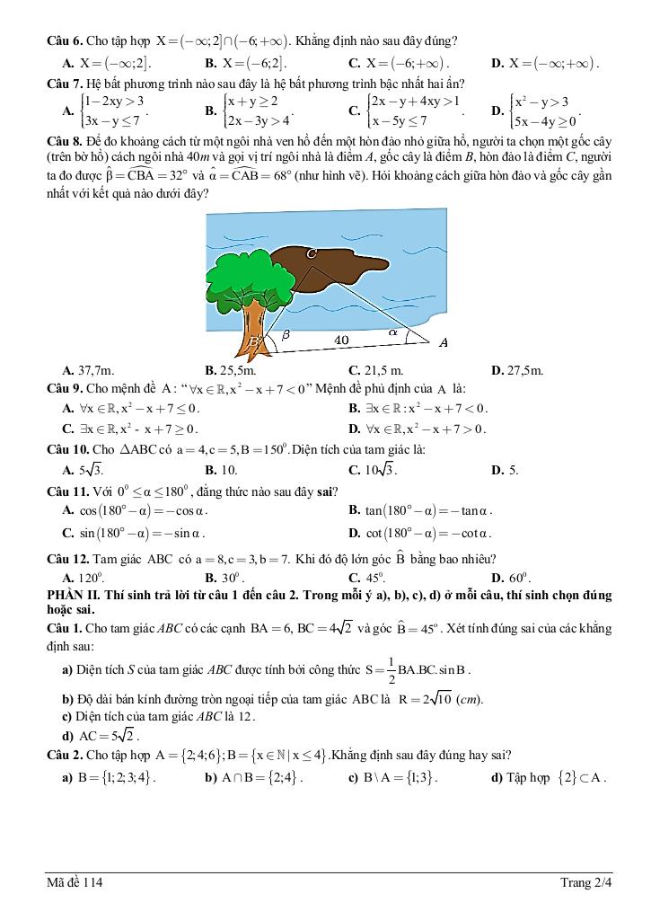 đề giữa kì 1 toán 10 năm 2025 – 2026 trường thpt chu văn an – thái nguyên 5