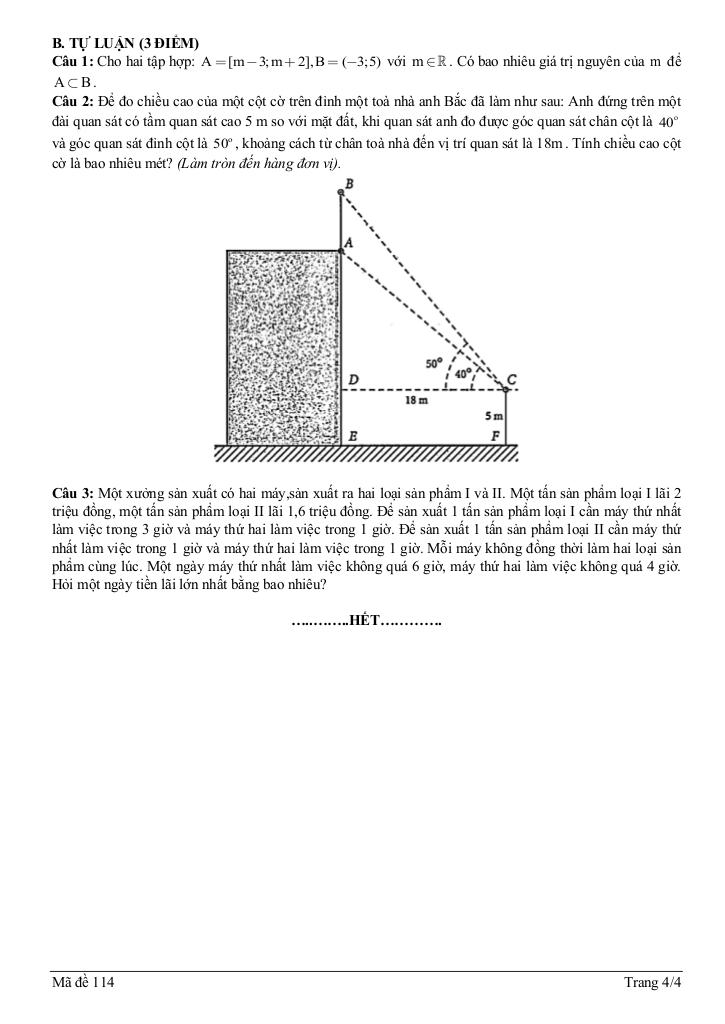 đề giữa kì 1 toán 10 năm 2025 – 2026 trường thpt chu văn an – thái nguyên 7
