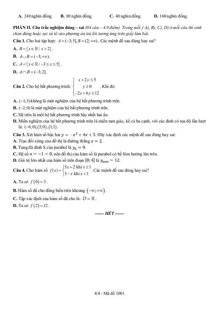 đề giữa kì 1 toán 10 năm 2025 – 2026 trường thpt chuyên vị thanh – cần thơ 3