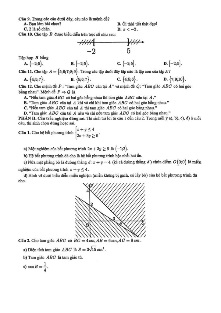 đề giữa kì 1 toán 10 năm 2025 – 2026 trường thpt đoàn thị điểm – hà nội 1