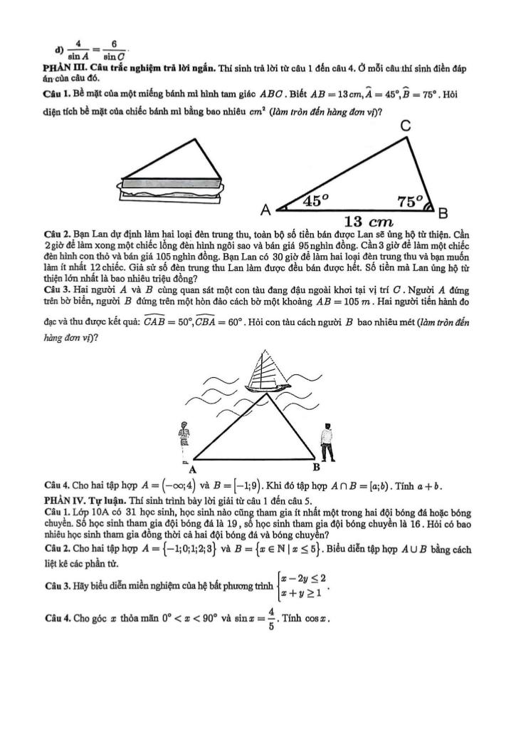 đề giữa kì 1 toán 10 năm 2025 – 2026 trường thpt đoàn thị điểm – hà nội 2