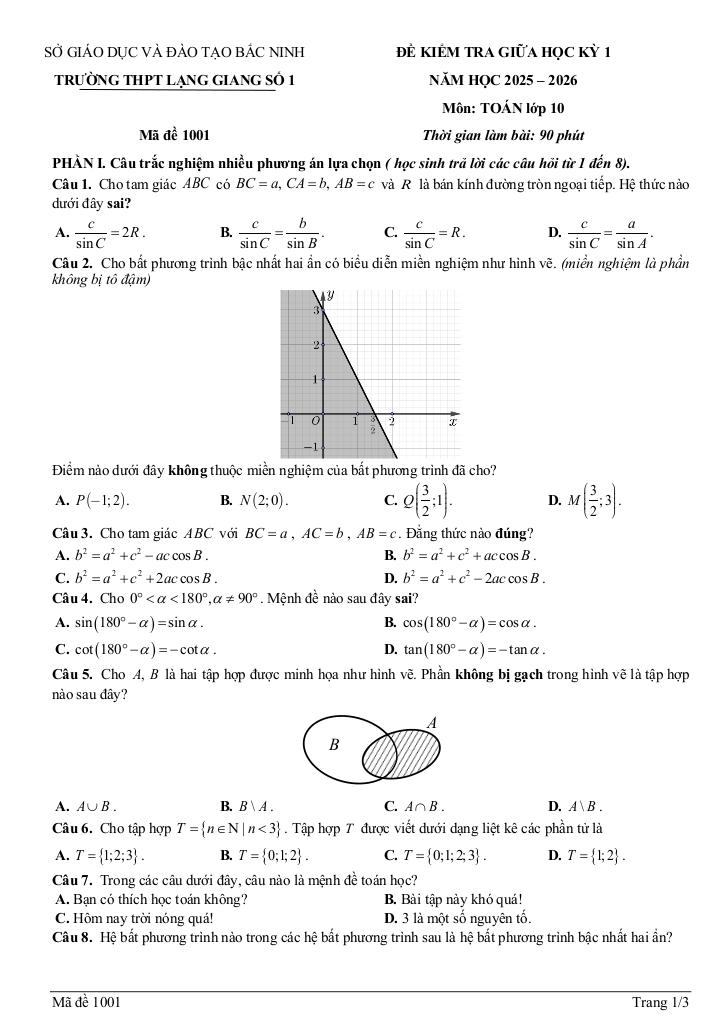 đề giữa kì 1 toán 10 năm 2025 – 2026 trường thpt lạng giang 1 – bắc ninh 0