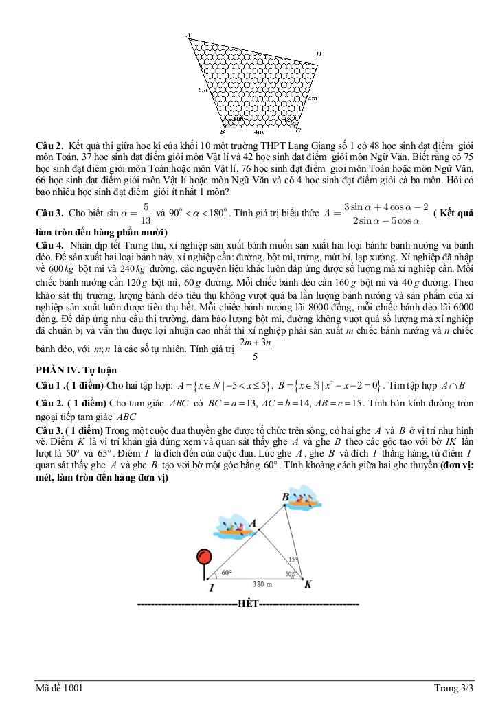 đề giữa kì 1 toán 10 năm 2025 – 2026 trường thpt lạng giang 1 – bắc ninh 2