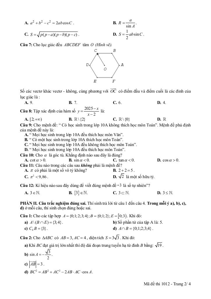 đề giữa kì 1 toán 10 năm 2025 – 2026 trường thpt lê hồng phong 1 – đắk lắk 5