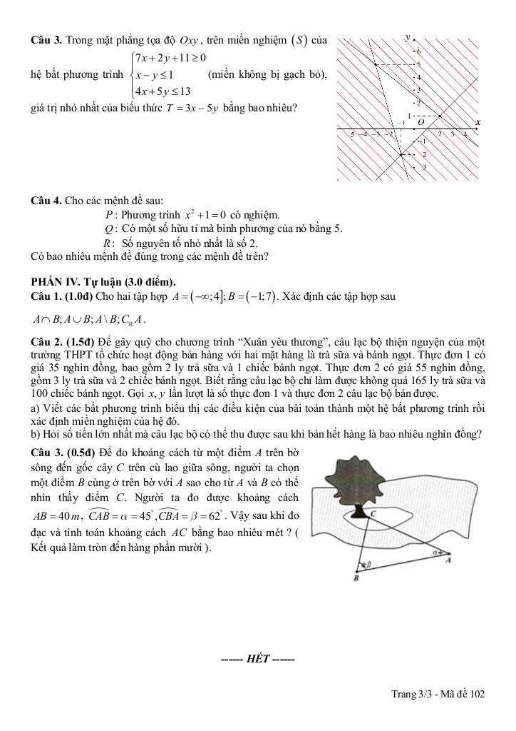 đề giữa kì 1 toán 10 năm 2025 – 2026 trường thpt tôn thất tùng – đà nẵng 5
