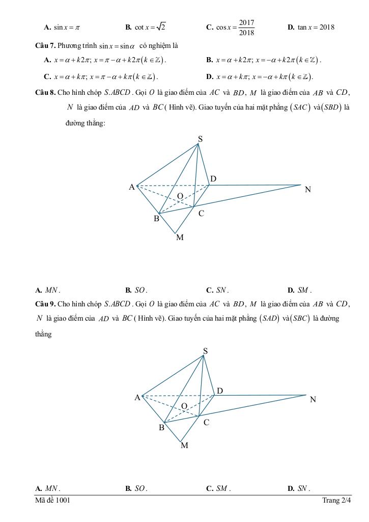 đề giữa kì 1 toán 11 năm 2025 – 2026 trường thpt b trần hưng đạo – ninh bình 1
