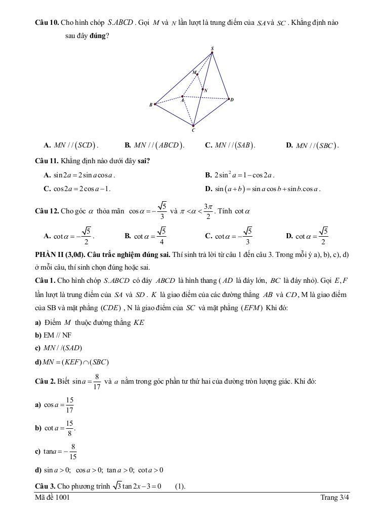 đề giữa kì 1 toán 11 năm 2025 – 2026 trường thpt b trần hưng đạo – ninh bình 2