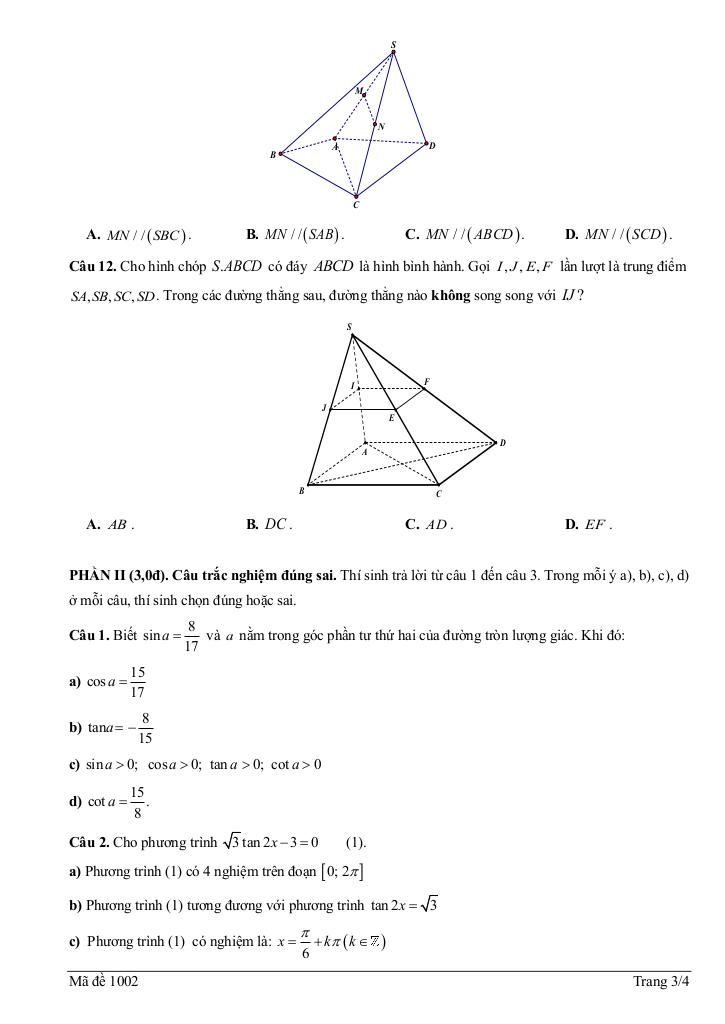 đề giữa kì 1 toán 11 năm 2025 – 2026 trường thpt b trần hưng đạo – ninh bình 6