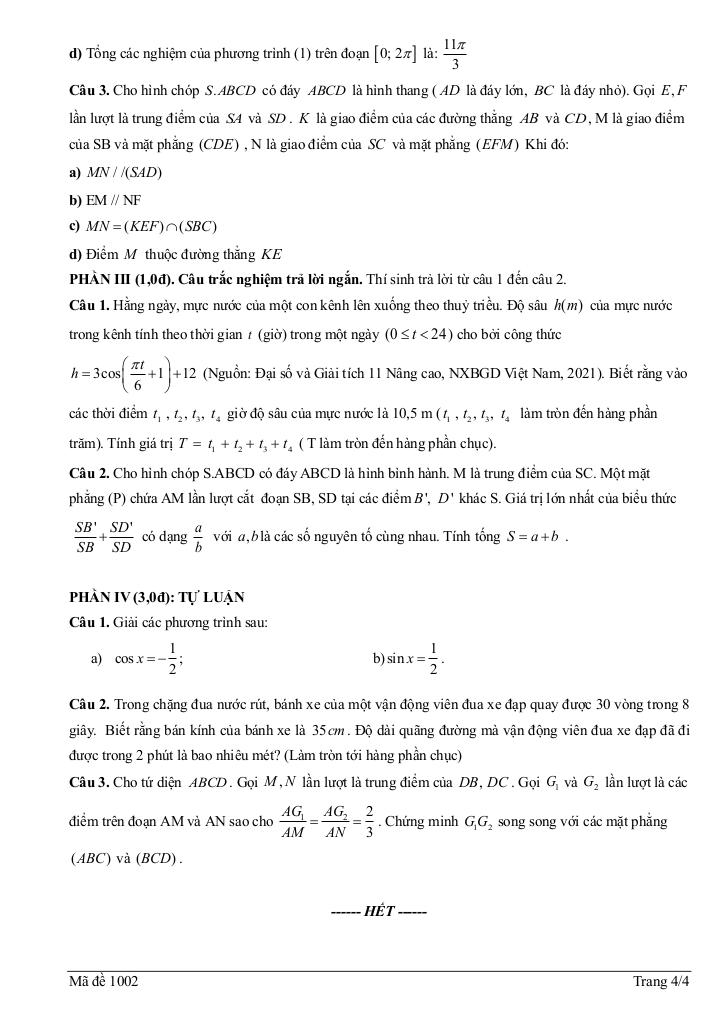 đề giữa kì 1 toán 11 năm 2025 – 2026 trường thpt b trần hưng đạo – ninh bình 7