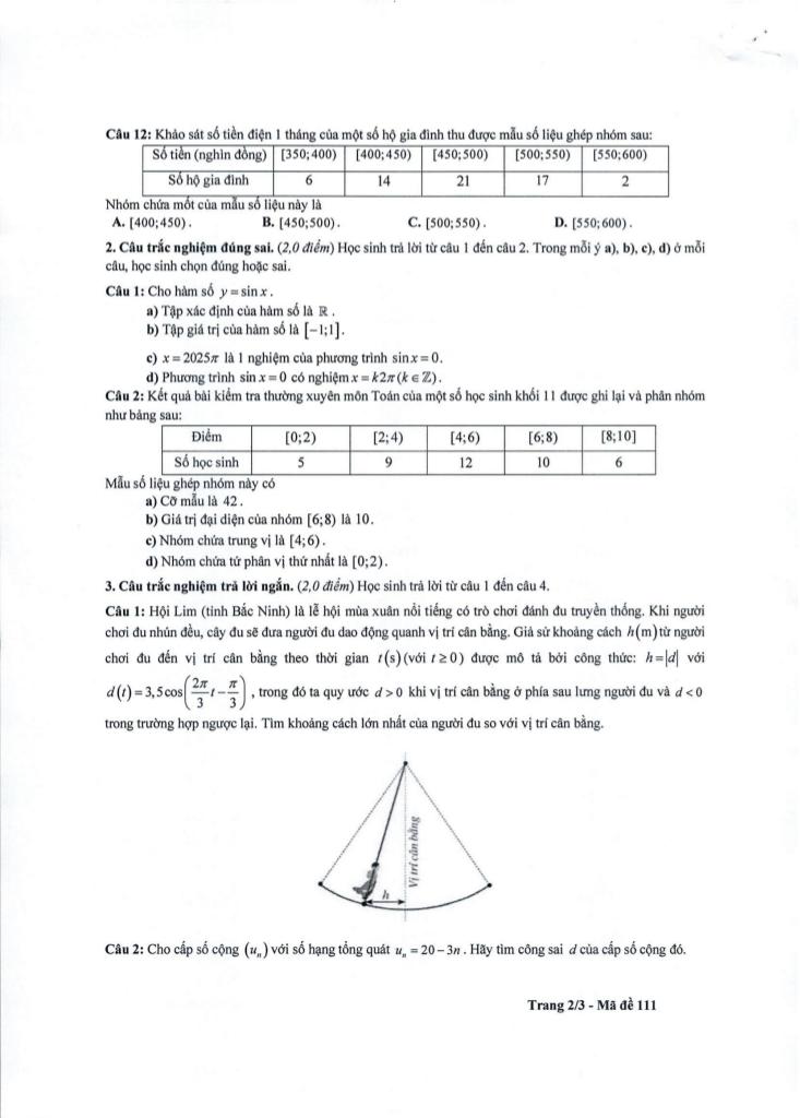 đề giữa kì 1 toán 11 năm 2025 – 2026 trường thpt duy tân – quảng ngãi 1