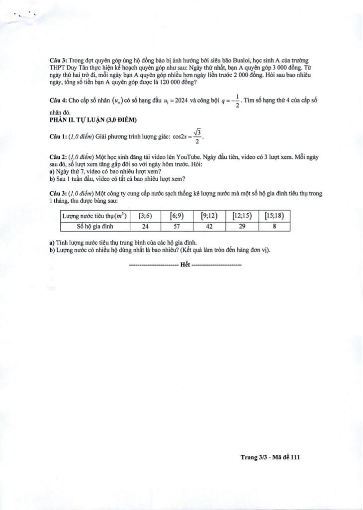 đề giữa kì 1 toán 11 năm 2025 – 2026 trường thpt duy tân – quảng ngãi 2