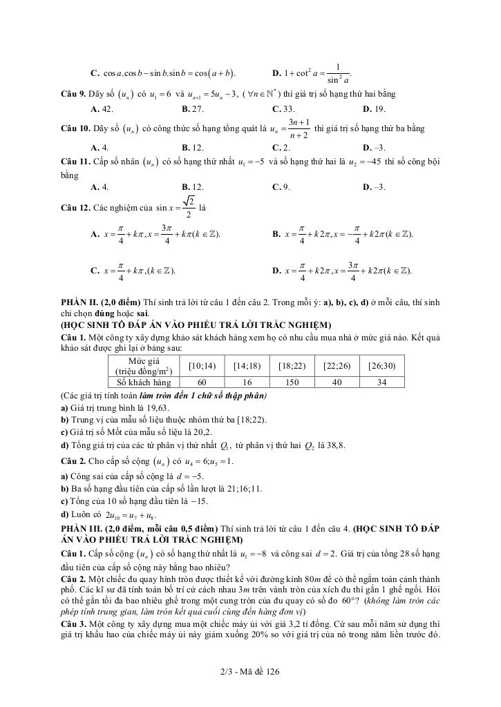 đề giữa kì 1 toán 11 năm 2025 – 2026 trường thpt ea h’leo – đắk lắk 1