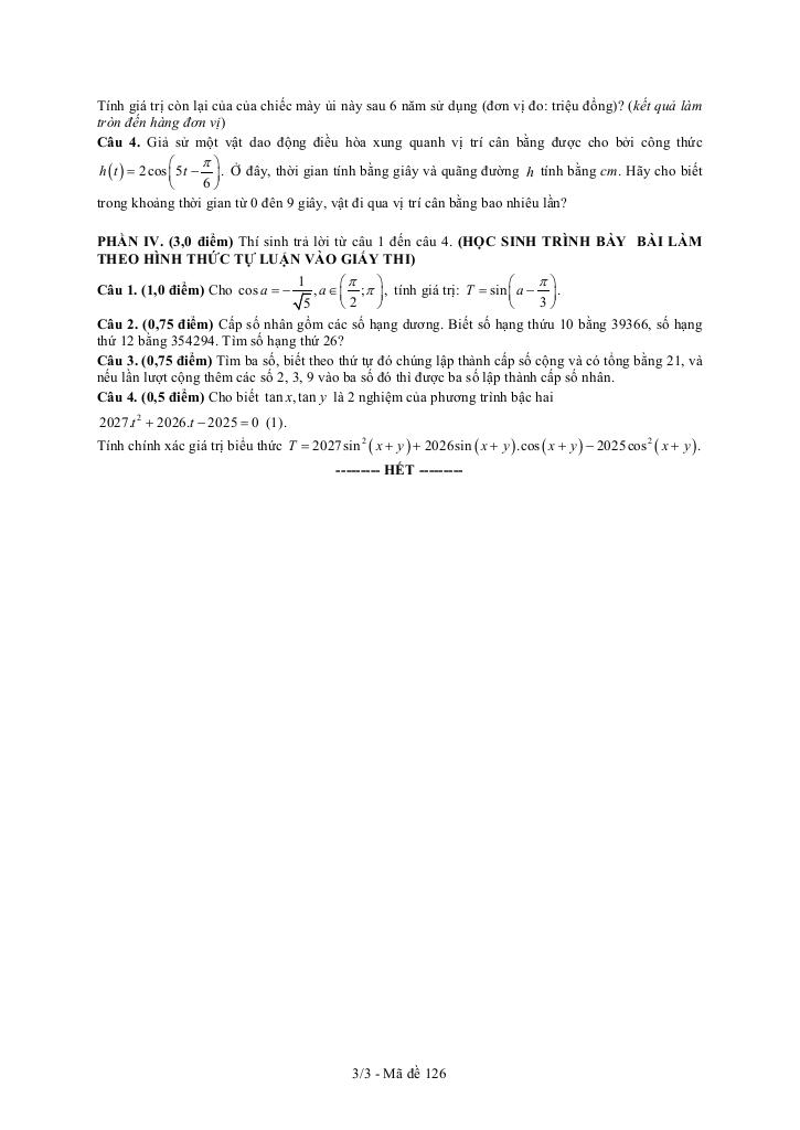 đề giữa kì 1 toán 11 năm 2025 – 2026 trường thpt ea h’leo – đắk lắk 2