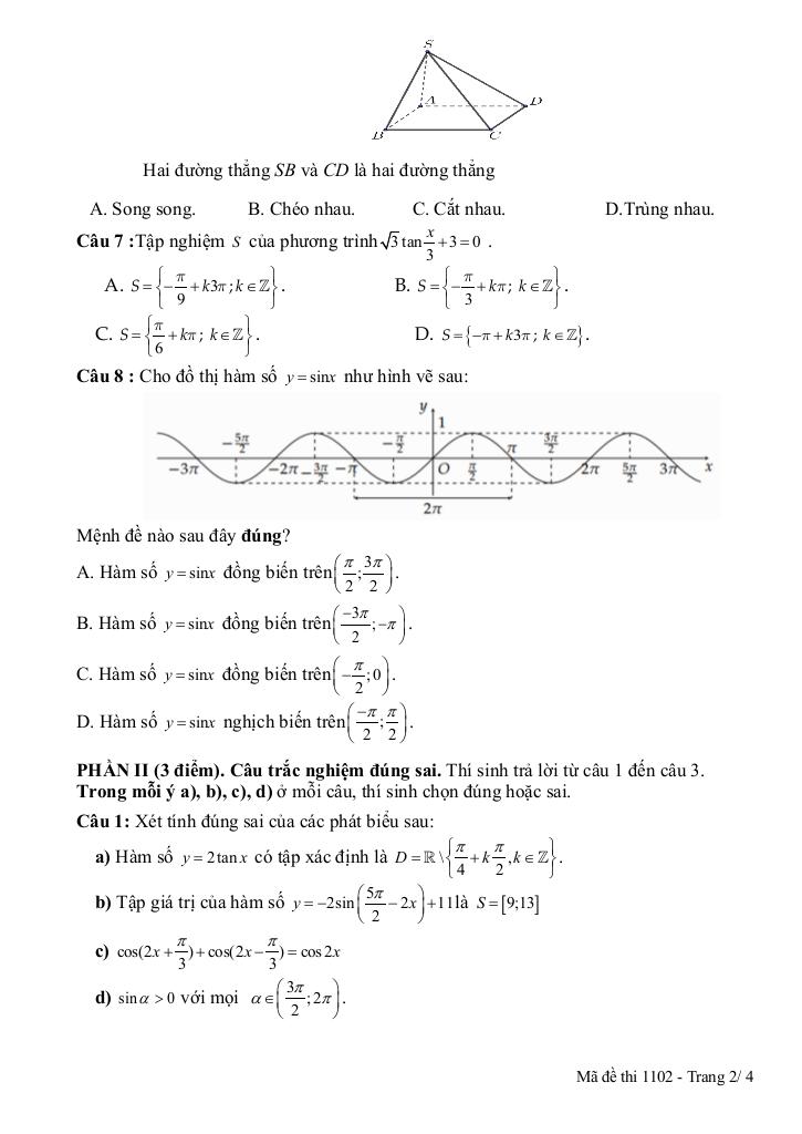 đề giữa kì 1 toán 11 năm 2025 – 2026 trường thpt lạng giang 1 – bắc ninh 5