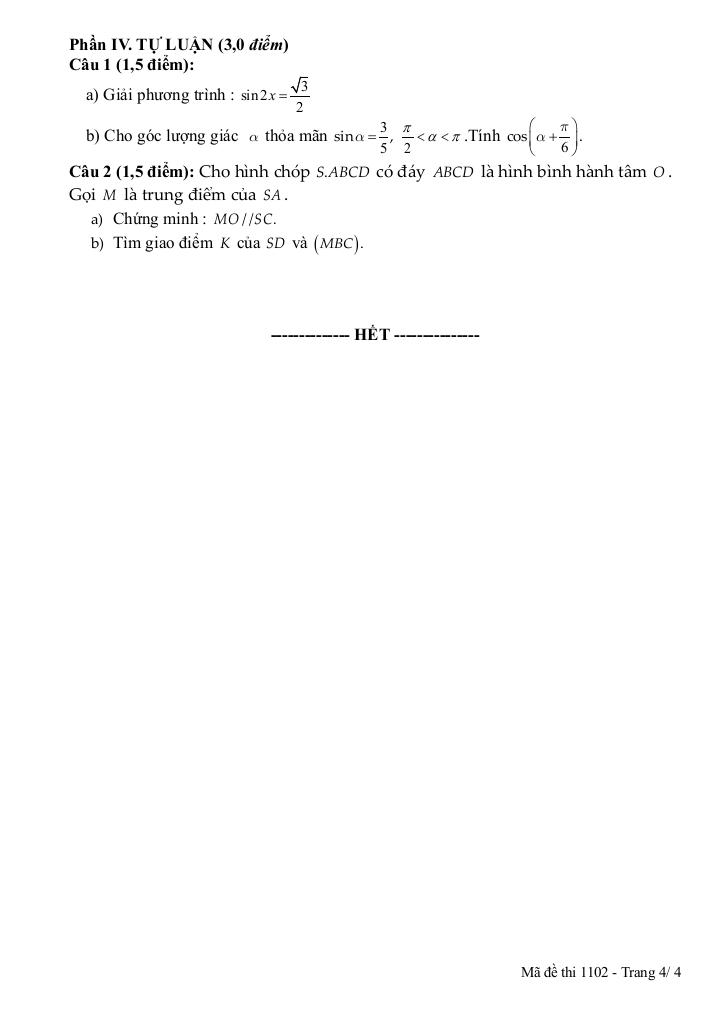 đề giữa kì 1 toán 11 năm 2025 – 2026 trường thpt lạng giang 1 – bắc ninh 7