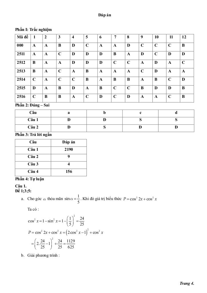 đề giữa kì 1 toán 11 năm 2025 – 2026 trường thpt tử đà – phú thọ 9