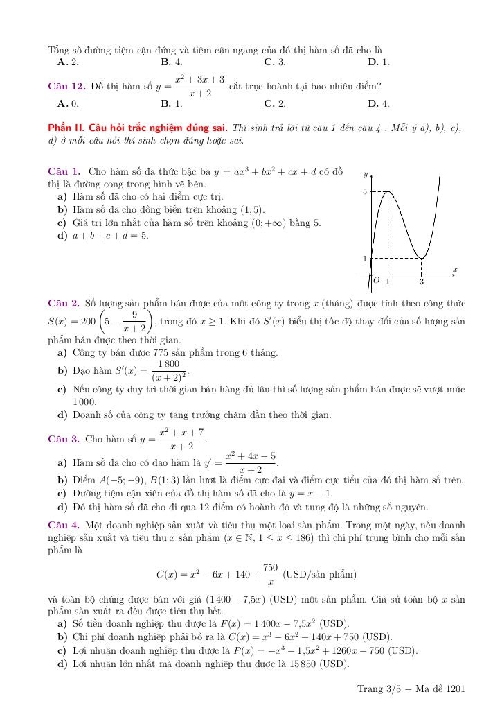 đề giữa kì 1 toán 12 năm 2025 – 2026 trường nguyễn bỉnh khiêm – hà nội 2