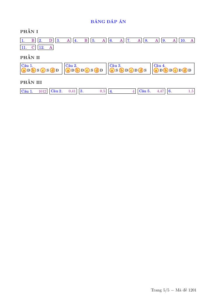 đề giữa kì 1 toán 12 năm 2025 – 2026 trường nguyễn bỉnh khiêm – hà nội 4