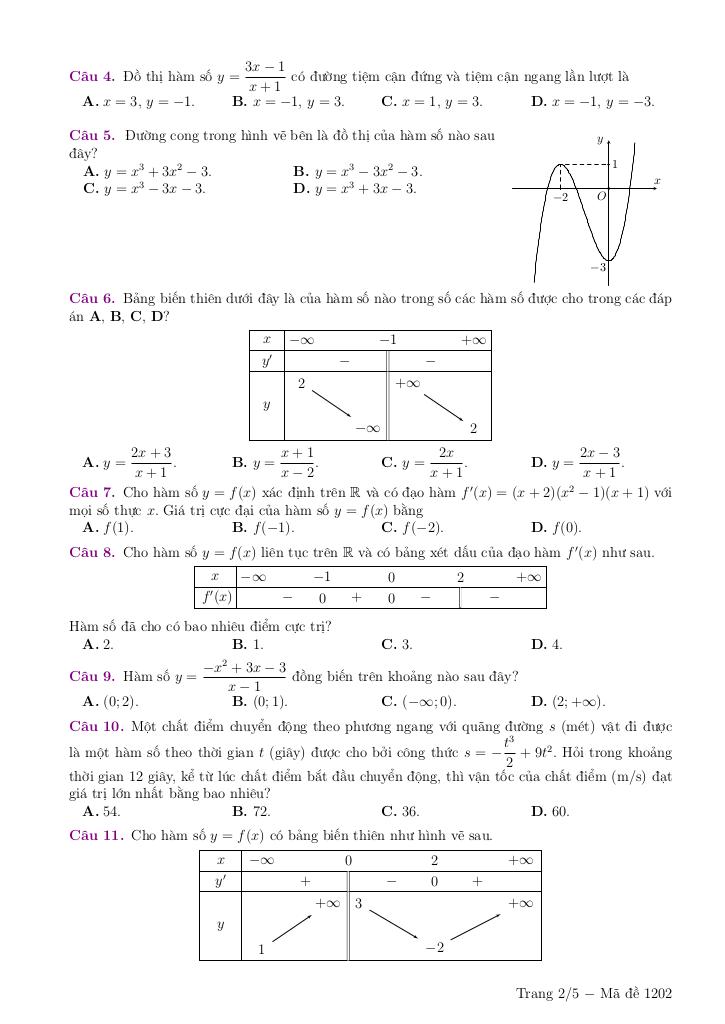 đề giữa kì 1 toán 12 năm 2025 – 2026 trường nguyễn bỉnh khiêm – hà nội 6