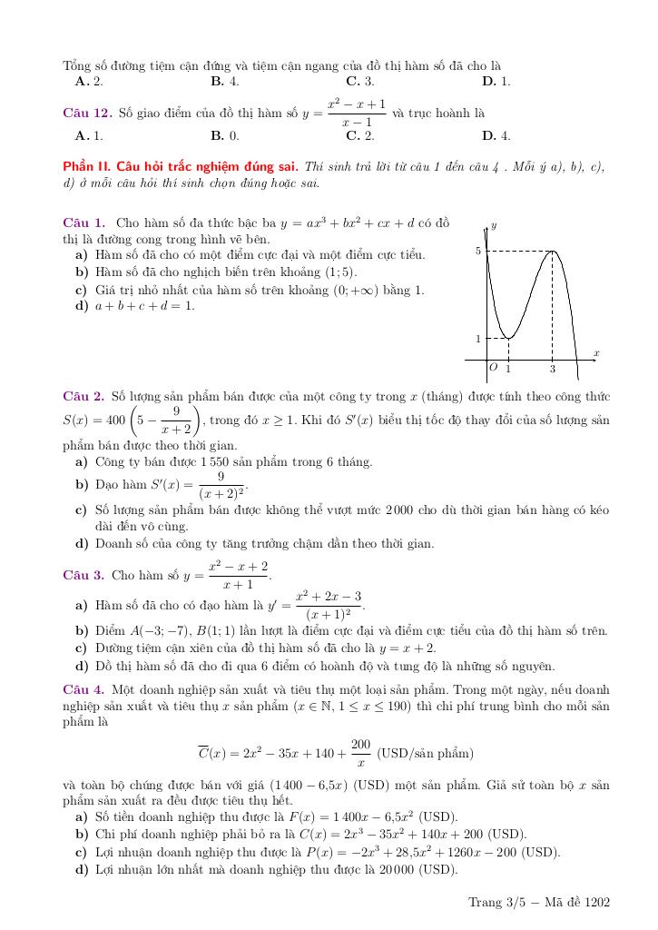 đề giữa kì 1 toán 12 năm 2025 – 2026 trường nguyễn bỉnh khiêm – hà nội 7