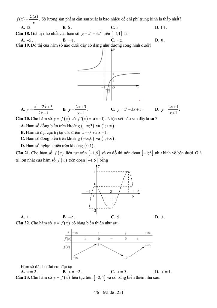 đề giữa kì 1 toán 12 năm 2025 – 2026 trường thpt chuyên vị thanh – cần thơ 3