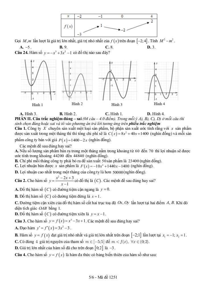 đề giữa kì 1 toán 12 năm 2025 – 2026 trường thpt chuyên vị thanh – cần thơ 4