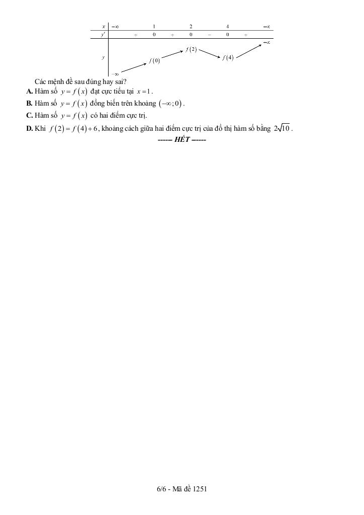 đề giữa kì 1 toán 12 năm 2025 – 2026 trường thpt chuyên vị thanh – cần thơ 5