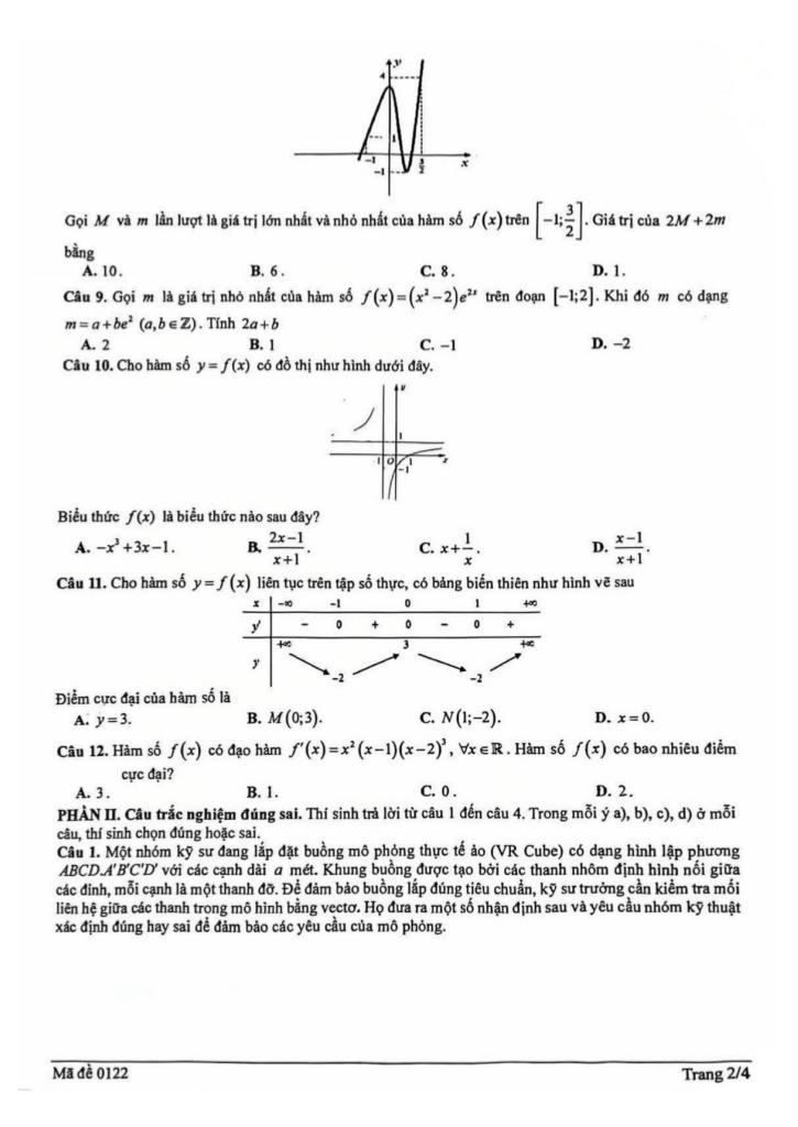 đề giữa kì 1 toán 12 năm 2025 – 2026 trường thpt đinh tiên hoàng – ninh bình 1