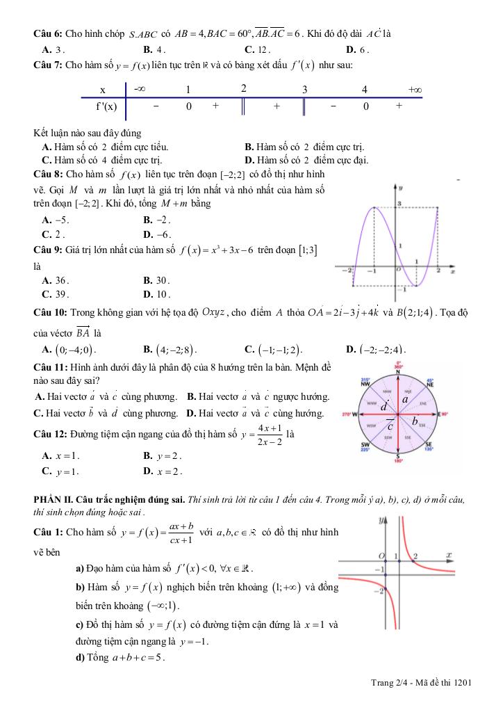 đề giữa kì 1 toán 12 năm 2025 – 2026 trường thpt lạng giang 1 – bắc ninh 1