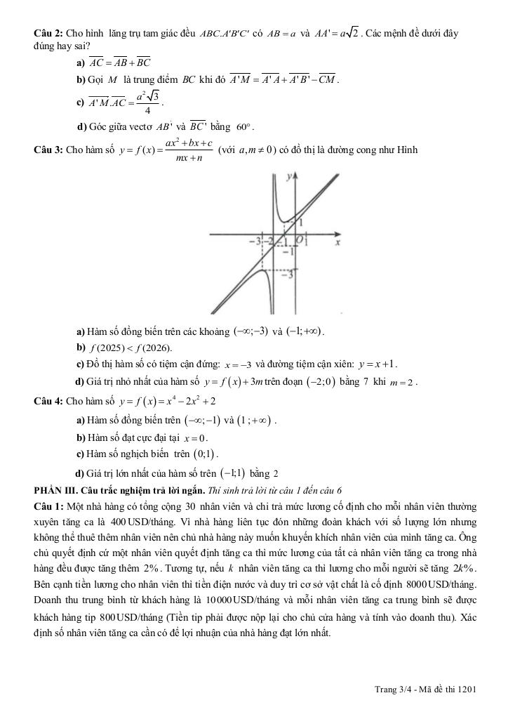 đề giữa kì 1 toán 12 năm 2025 – 2026 trường thpt lạng giang 1 – bắc ninh 2