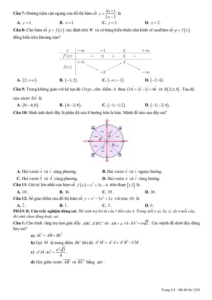 đề giữa kì 1 toán 12 năm 2025 – 2026 trường thpt lạng giang 1 – bắc ninh 5