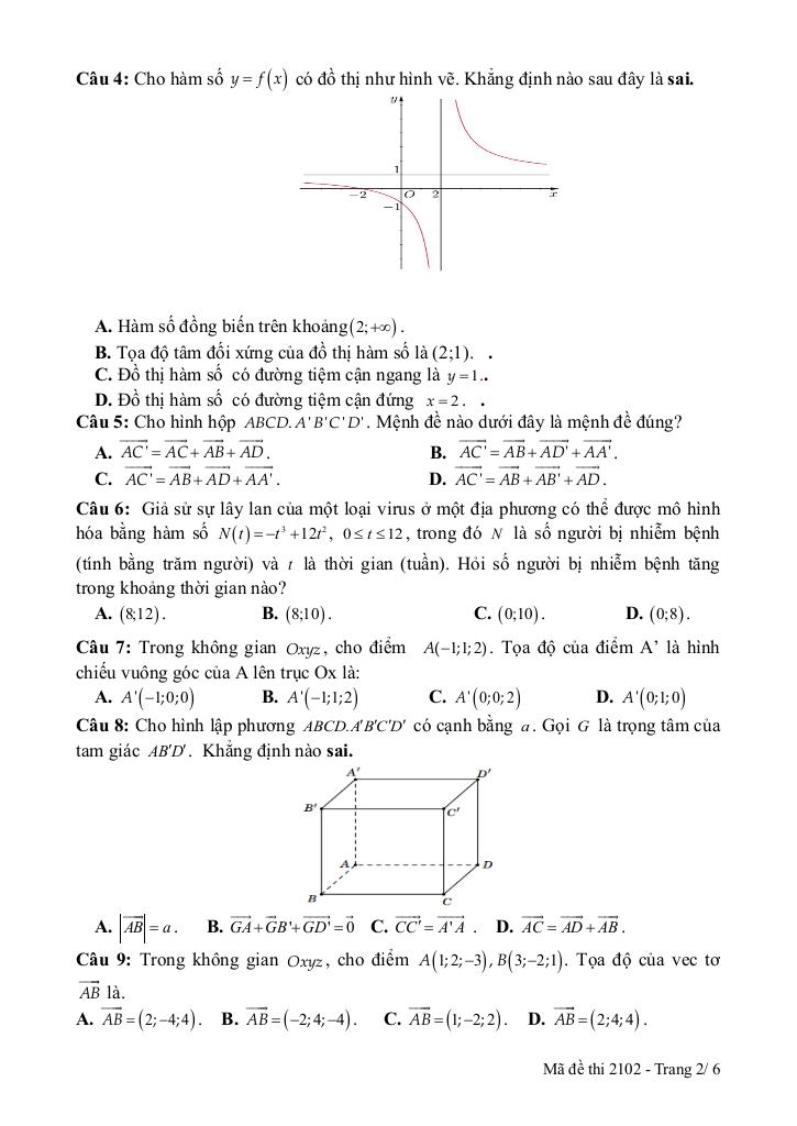 đề giữa kì 1 toán 12 năm 2025 – 2026 trường thpt lê hồng phong 1 – đắk lắk 7