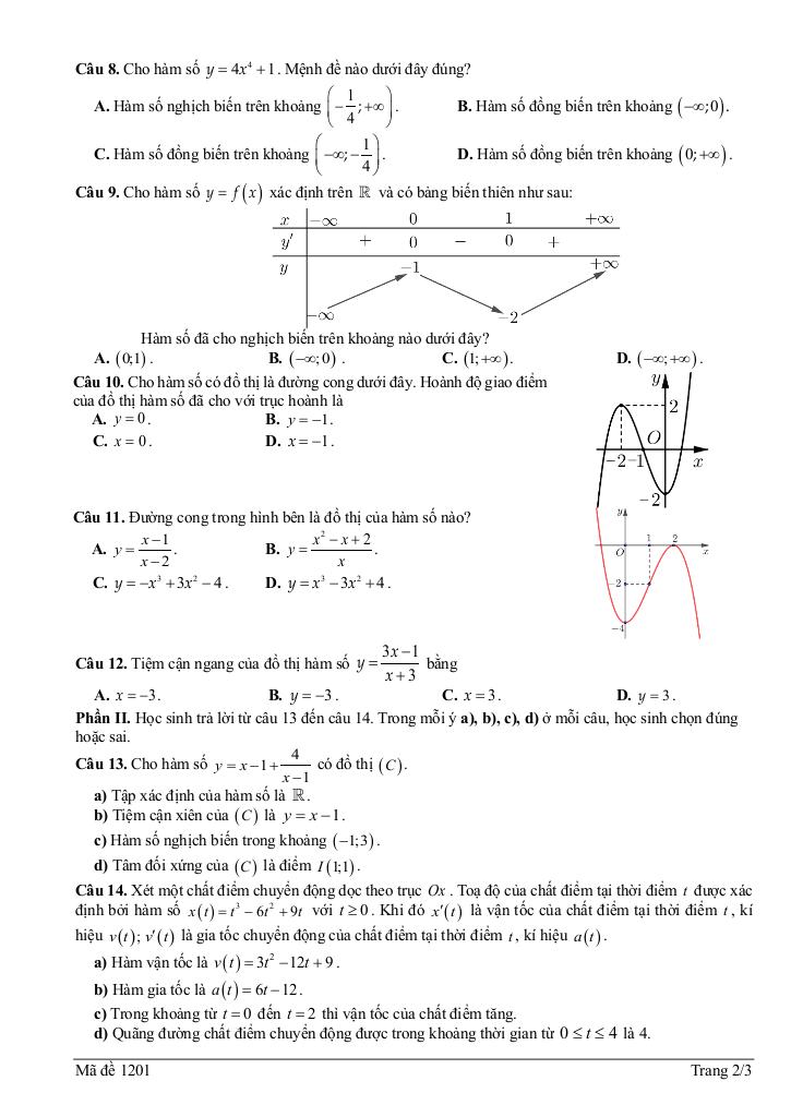 đề giữa kì 1 toán 12 năm 2025 – 2026 trường thpt na rì – thái nguyên 1