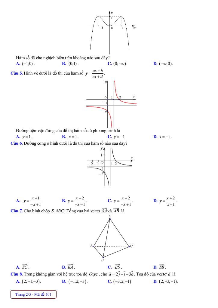 đề giữa kì 1 toán 12 năm 2025 – 2026 trường thpt phú bình – thái nguyên 1