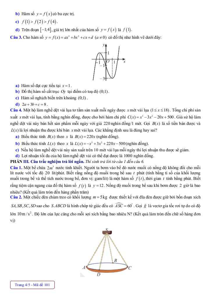 đề giữa kì 1 toán 12 năm 2025 – 2026 trường thpt phú bình – thái nguyên 3