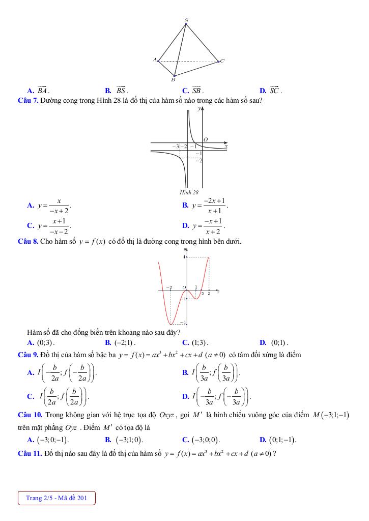 đề giữa kì 1 toán 12 năm 2025 – 2026 trường thpt phú bình – thái nguyên 6
